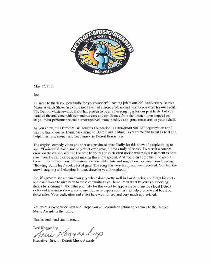 Letter from charity